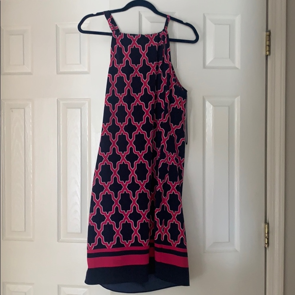 Crown and Ivy navy and pink Halter Dress